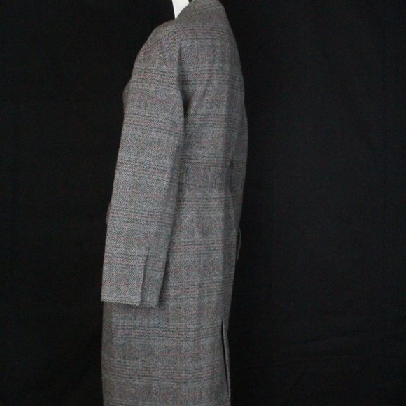 NWT ZARA XS WOOL LAPEL BELTED PATTERNED HERRINGBONE LONG COAT - Picture 4 of 12